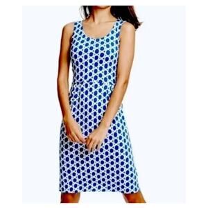 Boden Dress Woman’s 6R Gray Dark Blue Circles Design Sleeveless Jersey Day